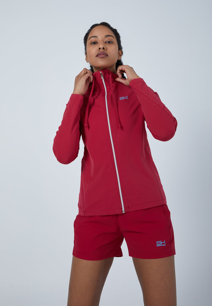 Mädchen & Damen und Gender Tennis Joggingjacke mit Kapuze, bordeaux rot von SPORTKIND