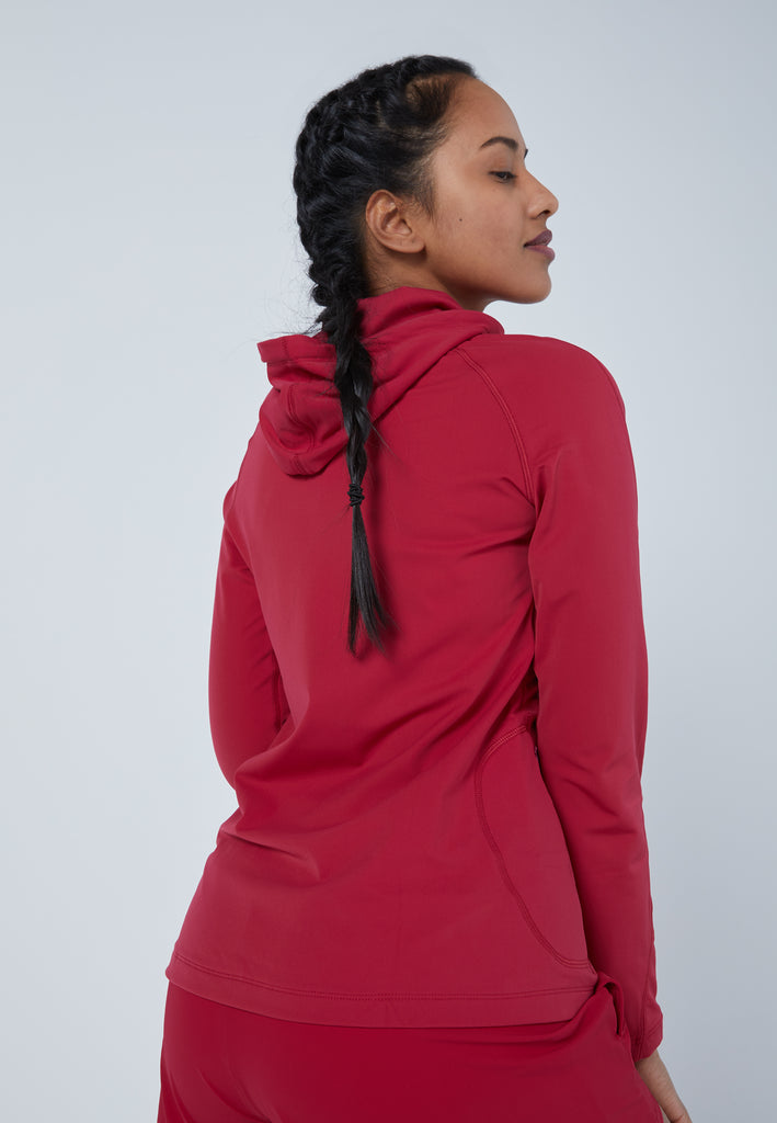 Mädchen & Damen und Gender Tennis Joggingjacke mit Kapuze, bordeaux rot von SPORTKIND