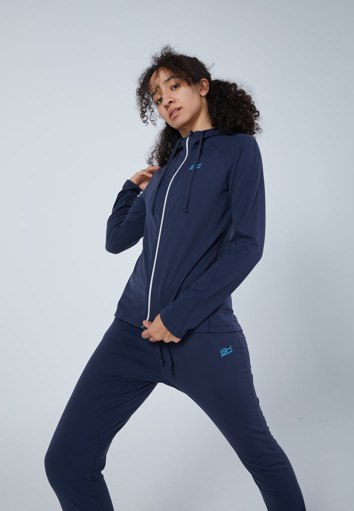 Mädchen & Damen und Gender Tennis Joggingjacke mit Kapuze, navy blau von SPORTKIND