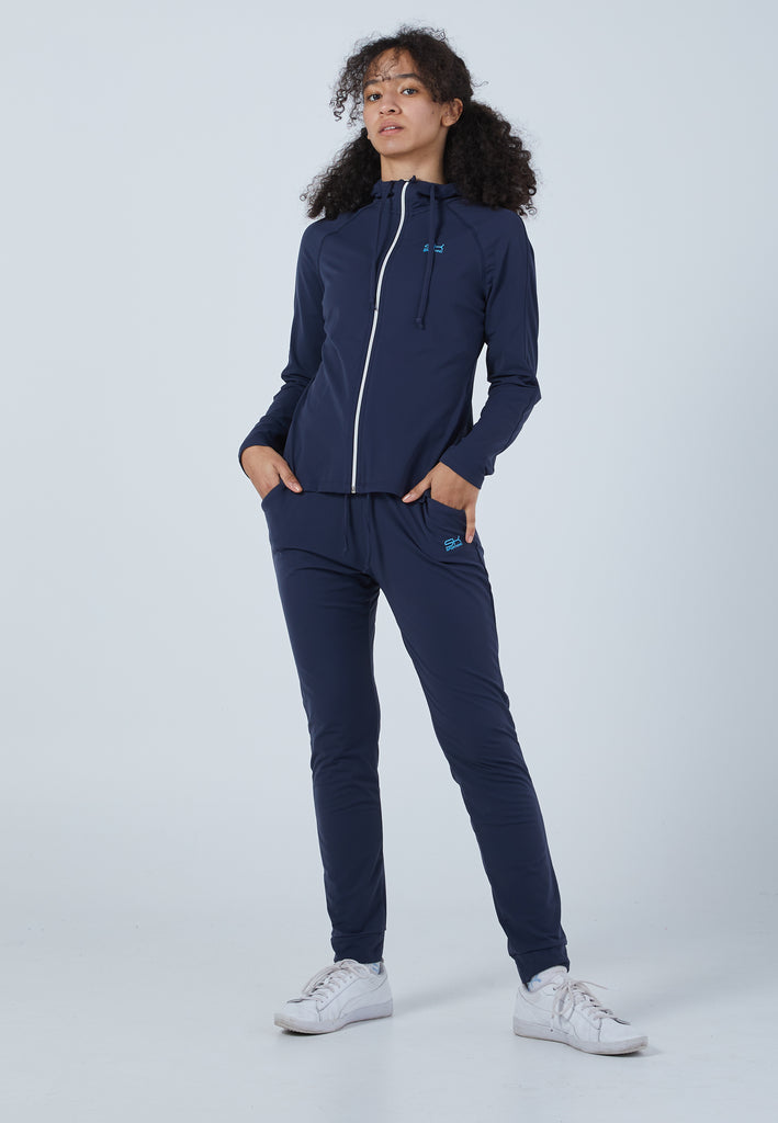 Mädchen & Damen und Gender Tennis Joggingjacke mit Kapuze, navy blau von SPORTKIND