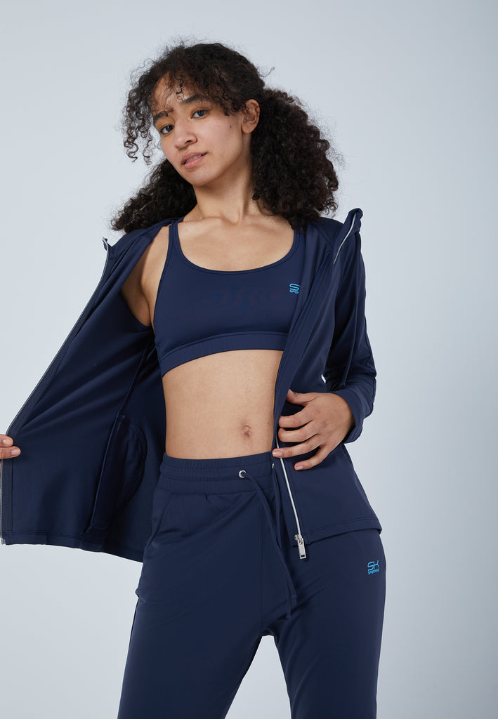 Mädchen & Damen und Gender Tennis Joggingjacke mit Kapuze, navy blau von SPORTKIND