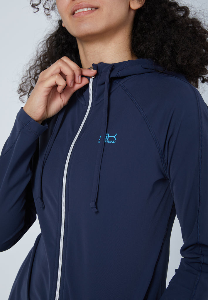 Mädchen & Damen und Gender Tennis Joggingjacke mit Kapuze, navy blau von SPORTKIND