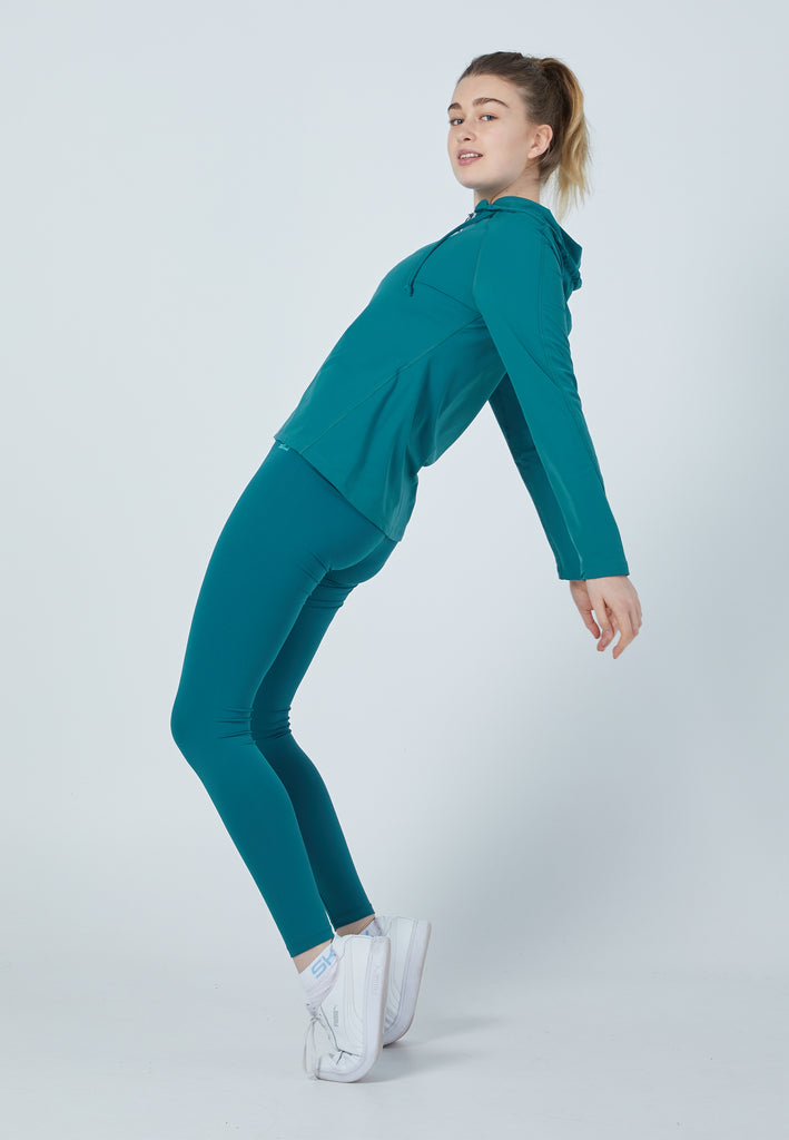 Mädchen & Damen und Gender Tennis Joggingjacke mit Kapuze, petrol grün von SPORTKIND