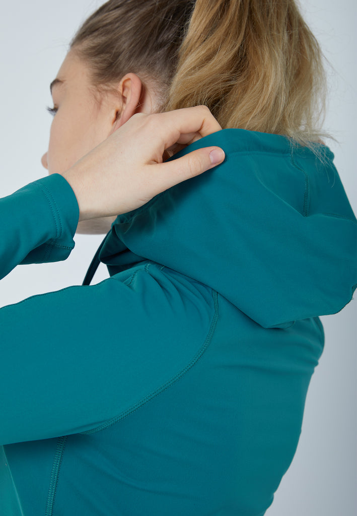 Mädchen & Damen und Gender Tennis Joggingjacke mit Kapuze, petrol grün von SPORTKIND