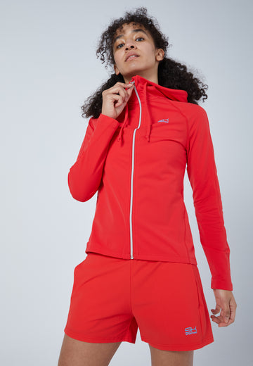 Mädchen & Damen und Gender Tennis Joggingjacke mit Kapuze, rot von SPORTKIND