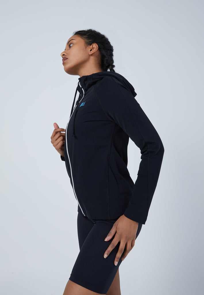 Mädchen & Damen und Gender Tennis Joggingjacke mit Kapuze, schwarz von SPORTKIND