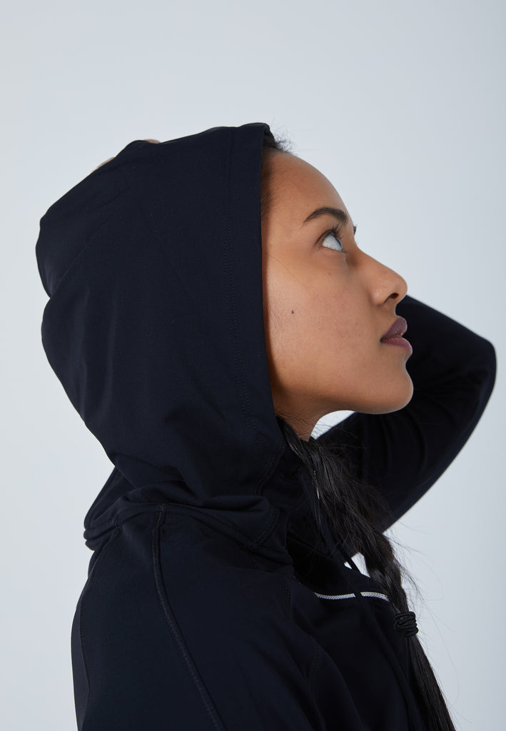 Mädchen & Damen und Gender Tennis Joggingjacke mit Kapuze, schwarz von SPORTKIND