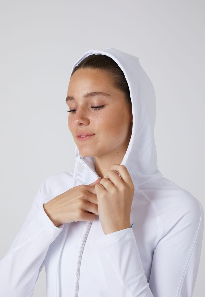 Mädchen & Damen und Gender Tennis Joggingjacke mit Kapuze, weiß von SPORTKIND