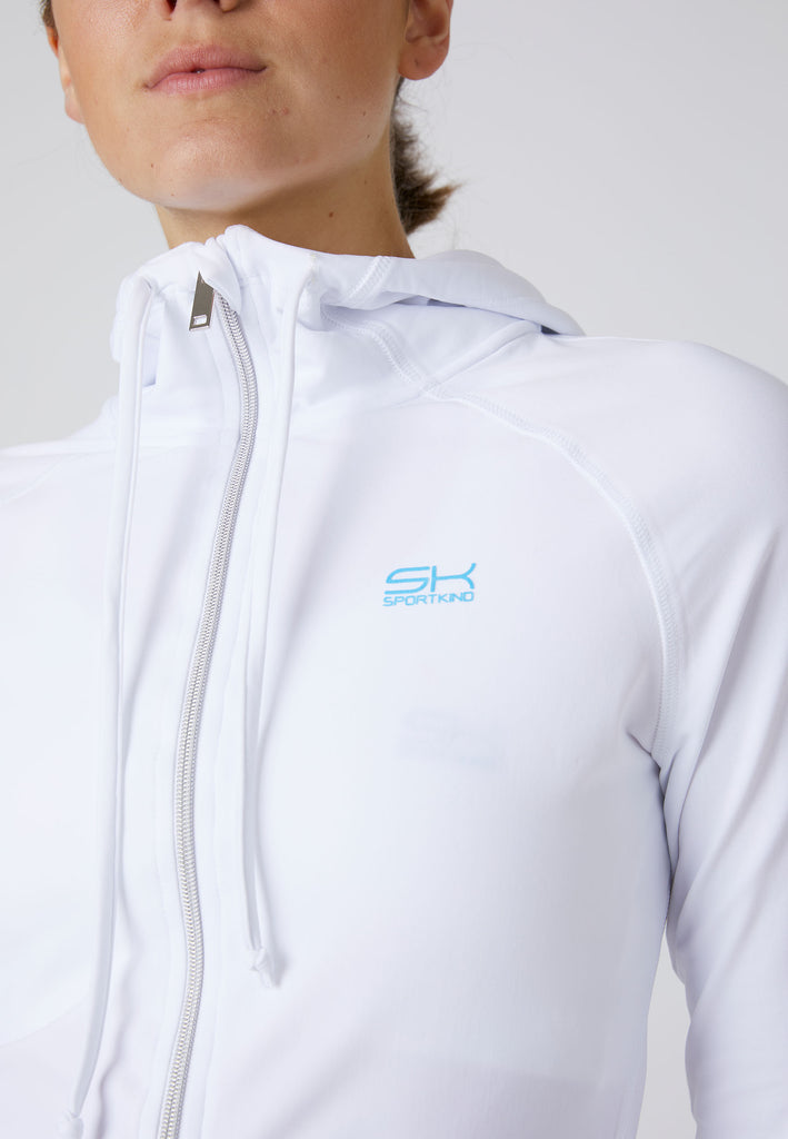 Mädchen & Damen und Gender Tennis Joggingjacke mit Kapuze, weiß von SPORTKIND
