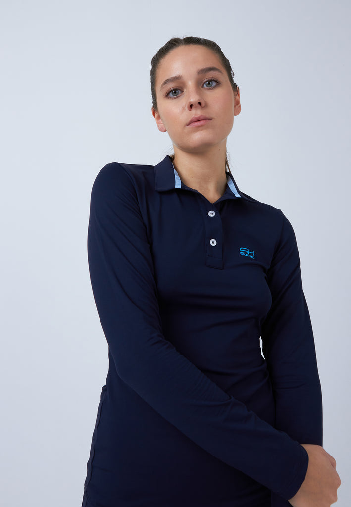 Mädchen & Damen und Gender Tennis Langarm Poloshirt Damen & Mädchen, navy blau von SPORTKIND