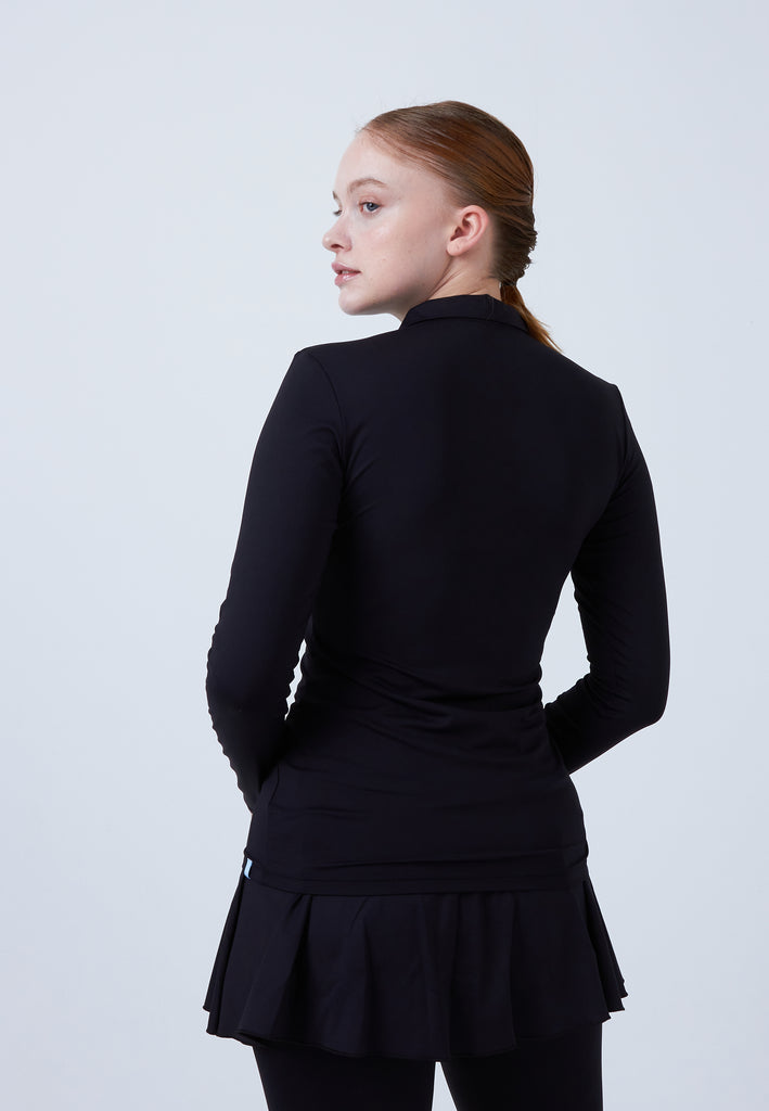 Mädchen & Damen und Gender Tennis Langarm Poloshirt Damen & Mädchen, schwarz von SPORTKIND