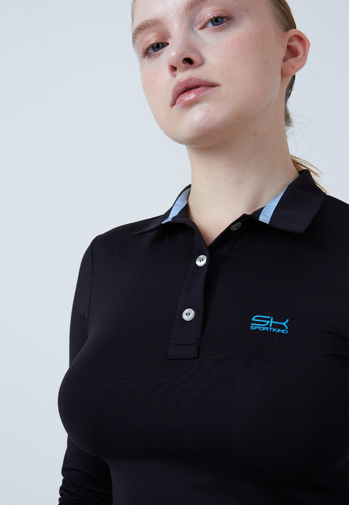 Mädchen & Damen und Gender Tennis Langarm Poloshirt Damen & Mädchen, schwarz von SPORTKIND