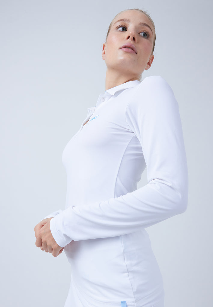 Mädchen & Damen und Gender Tennis Langarm Poloshirt Damen & Mädchen, weiß von SPORTKIND