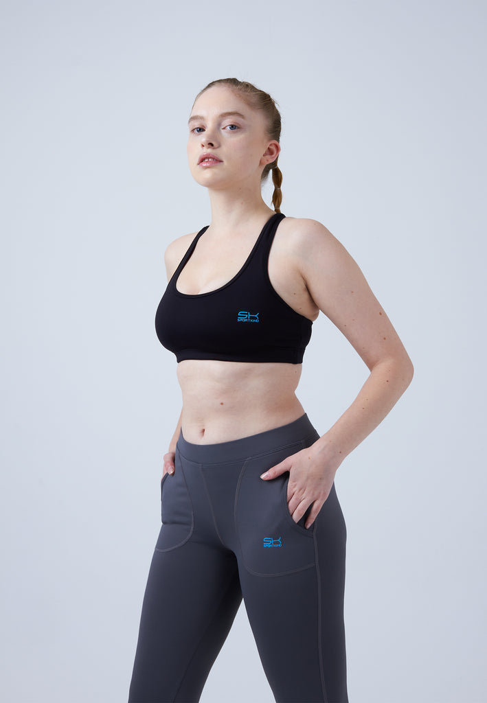 Mädchen & Damen und Gender Tennis Leggings mit Taschen lang, grau von SPORTKIND