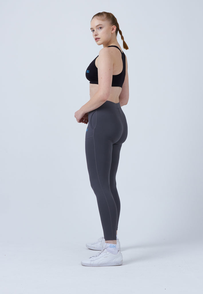 Mädchen & Damen und Gender Tennis Leggings mit Taschen lang, grau von SPORTKIND