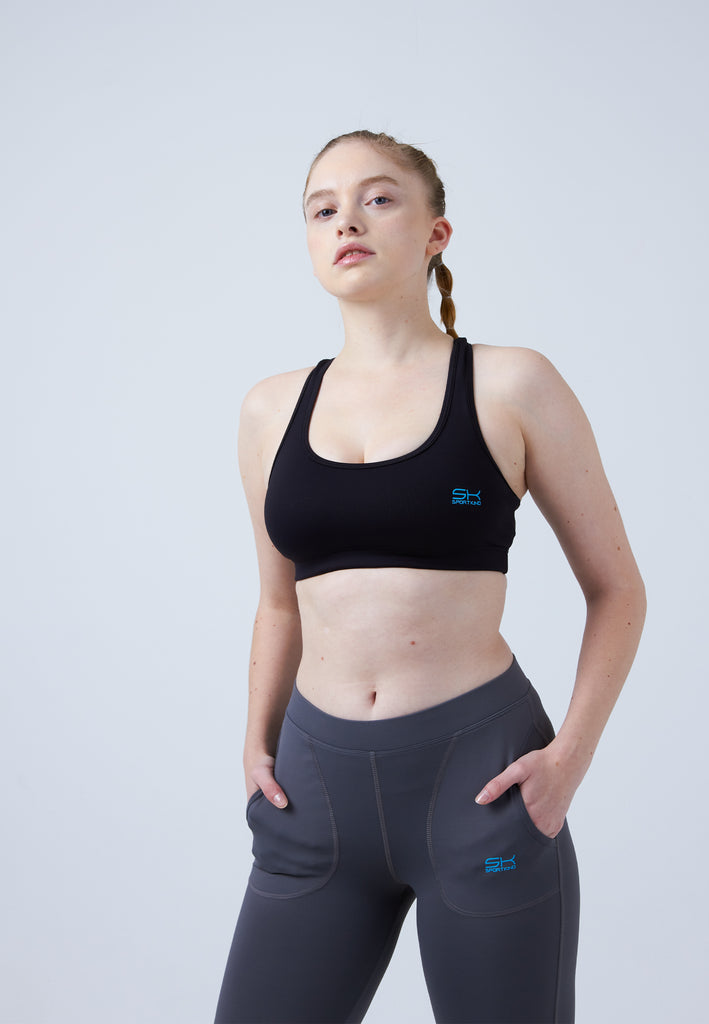 Mädchen & Damen und Gender Tennis Leggings mit Taschen lang, grau von SPORTKIND