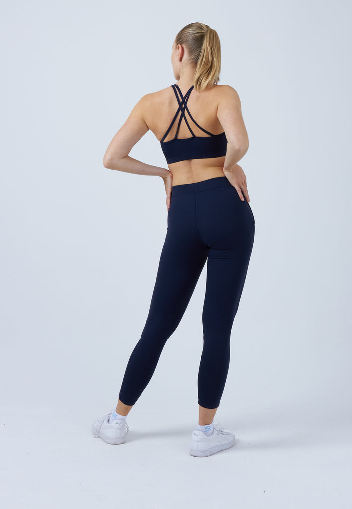 Mädchen & Damen und Gender Tennis Leggings mit Taschen lang, navy blau von SPORTKIND