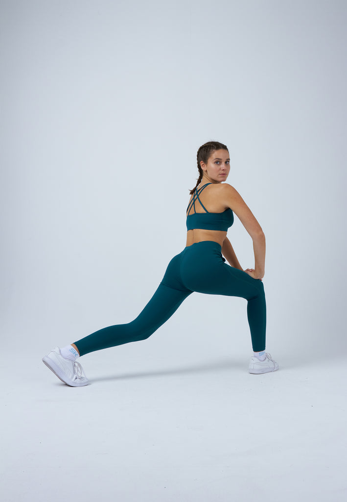 Mädchen & Damen und Gender Tennis Leggings mit Taschen lang, petrol grün von SPORTKIND