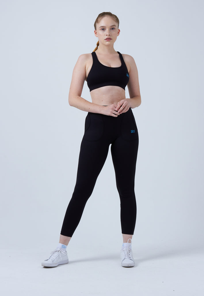 Mädchen & Damen und Gender Tennis Leggings mit Taschen lang, schwarz von SPORTKIND
