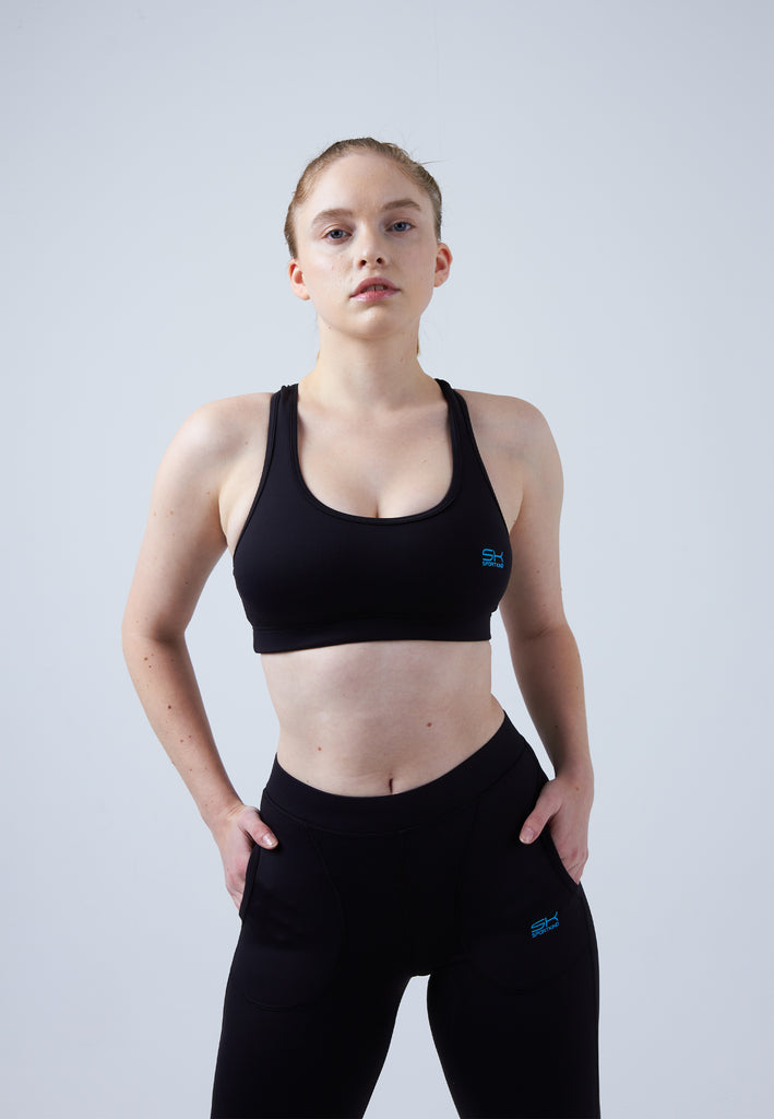 Mädchen & Damen und Gender Tennis Leggings mit Taschen lang, schwarz von SPORTKIND