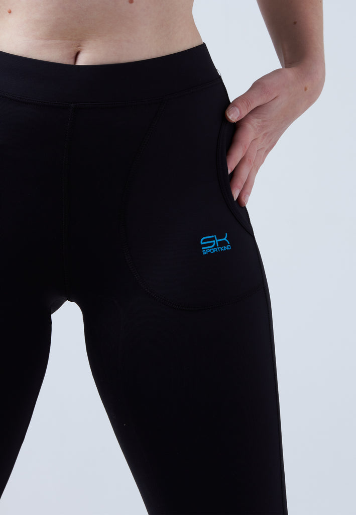 Mädchen & Damen und Gender Tennis Leggings mit Taschen lang, schwarz von SPORTKIND