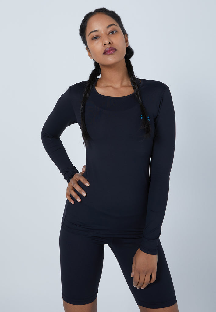 Mädchen & Damen und Gender Tennis Longsleeve Shirt, schwarz von SPORTKIND