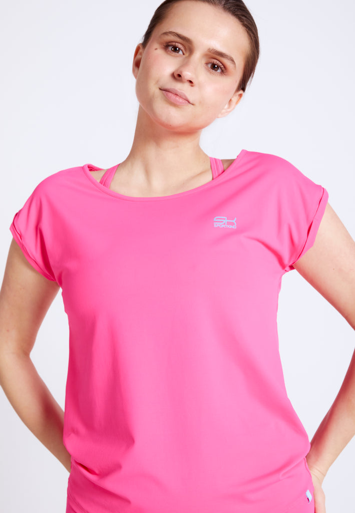 Mädchen & Damen Tennis Loose Fit Shirt, hibiscus pink von SPORTKIND