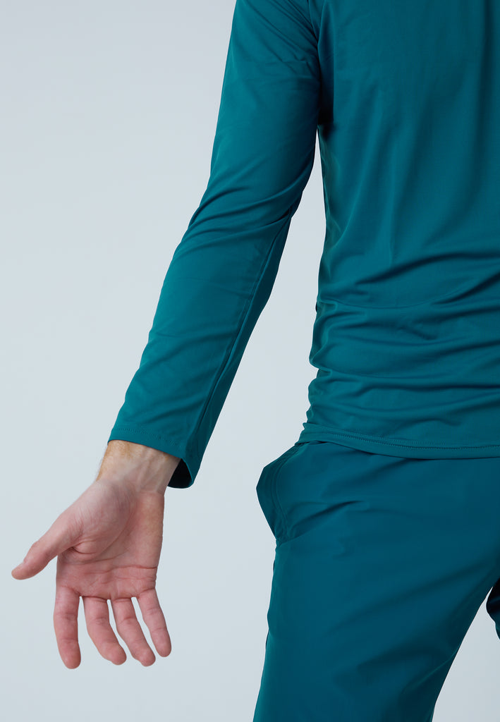 Jungen & Herren und Gender Tennis Rundhals Longsleeve Shirt, petrol grün von SPORTKIND