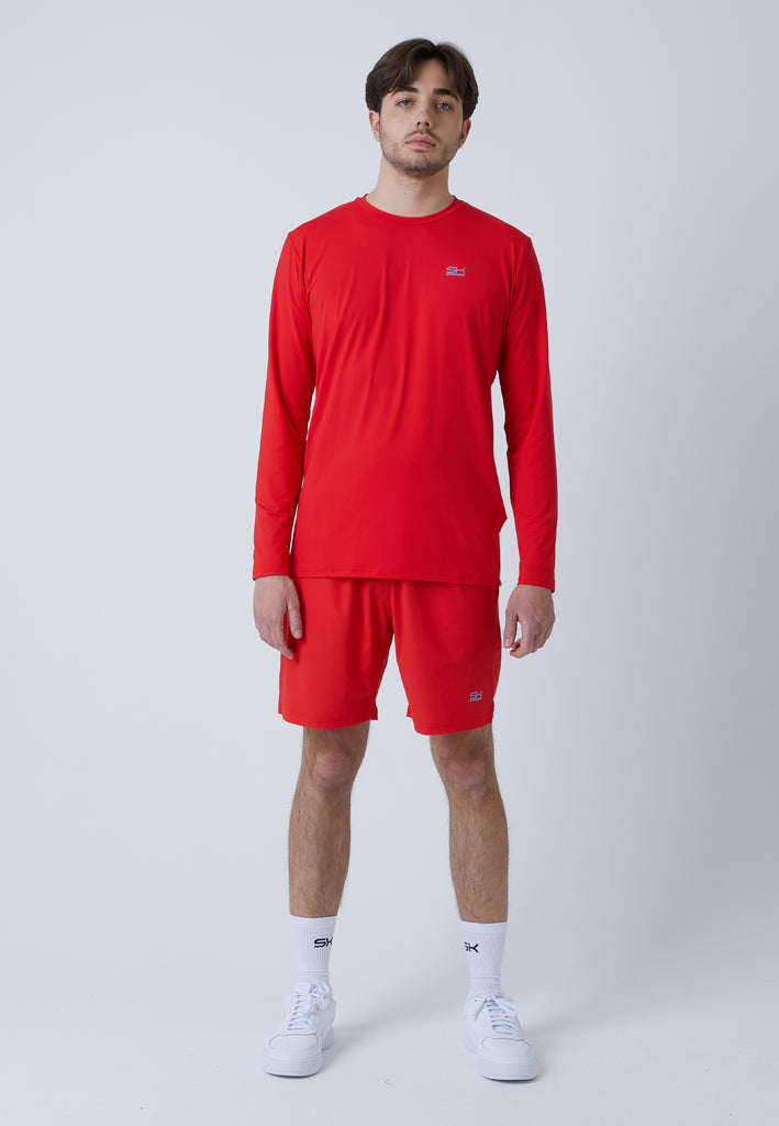 Jungen & Herren und Gender Tennis Rundhals Longsleeve Shirt, rot von SPORTKIND