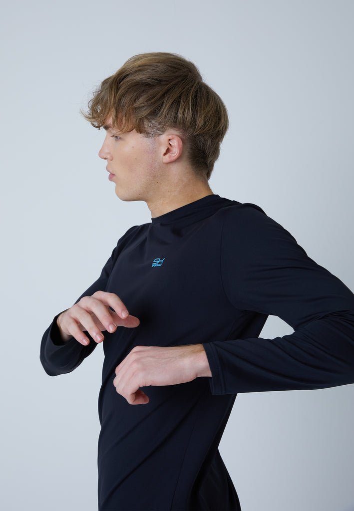 Jungen & Herren und Gender Tennis Rundhals Longsleeve Shirt, schwarz von SPORTKIND