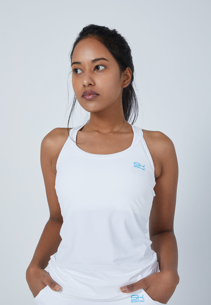 Mädchen & Damen und Gender Tennis Spaghetti Tanktop, weiß von SPORTKIND