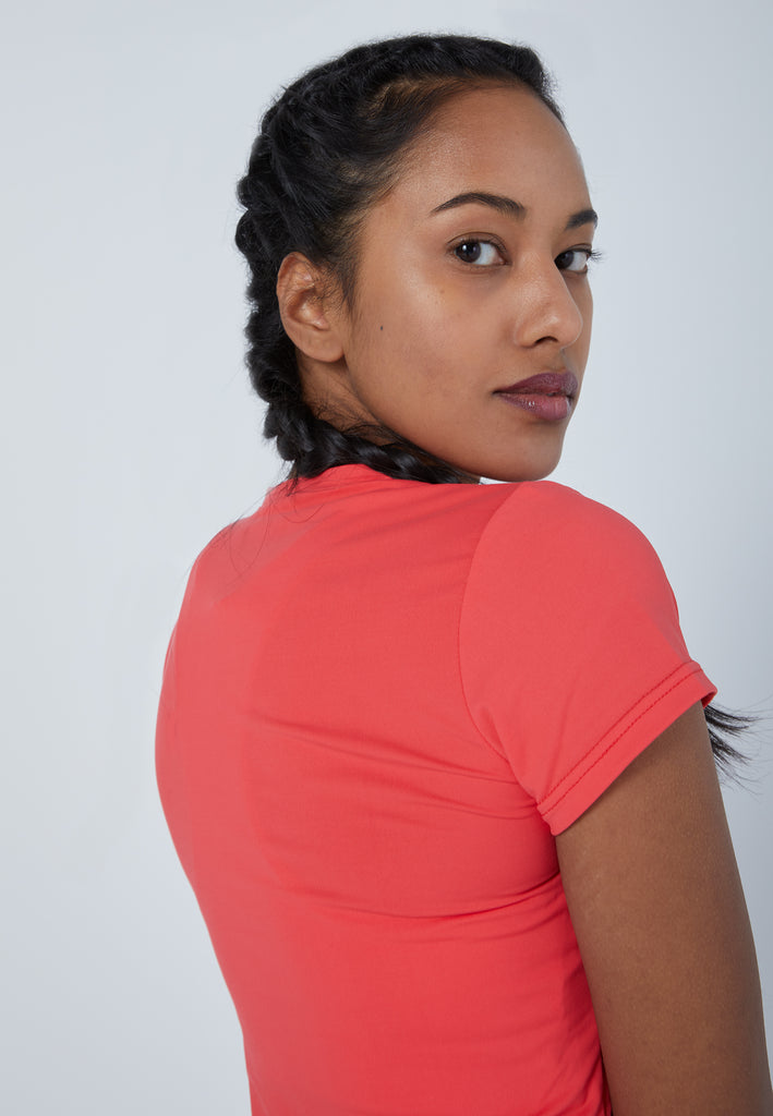 Mädchen & Damen und Gender Tennis T-Shirt V-Ausschnitt Damen & Mädchen, pfirsich von SPORTKIND