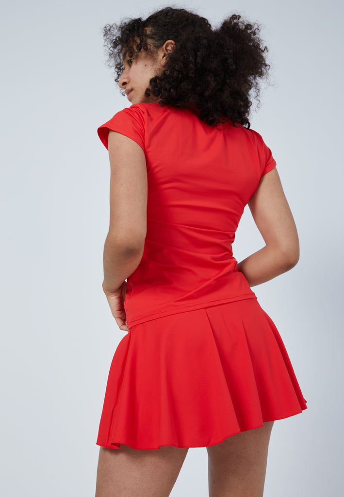 Mädchen & Damen und Gender Tennis T-Shirt V-Ausschnitt Damen & Mädchen, rot von SPORTKIND