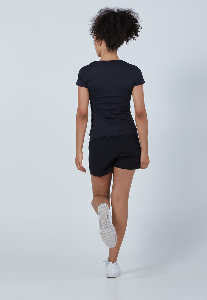 Mädchen & Damen und Gender Tennis T-Shirt V-Ausschnitt Damen & Mädchen, schwarz von SPORTKIND