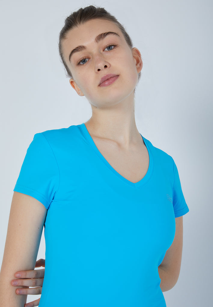 Mädchen & Damen und Gender Tennis T-Shirt V-Ausschnitt Damen & Mädchen, türkis von SPORTKIND