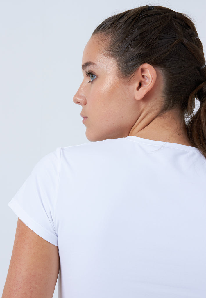 Mädchen & Damen und Gender Tennis T-Shirt V-Ausschnitt Damen & Mädchen, weiß von SPORTKIND