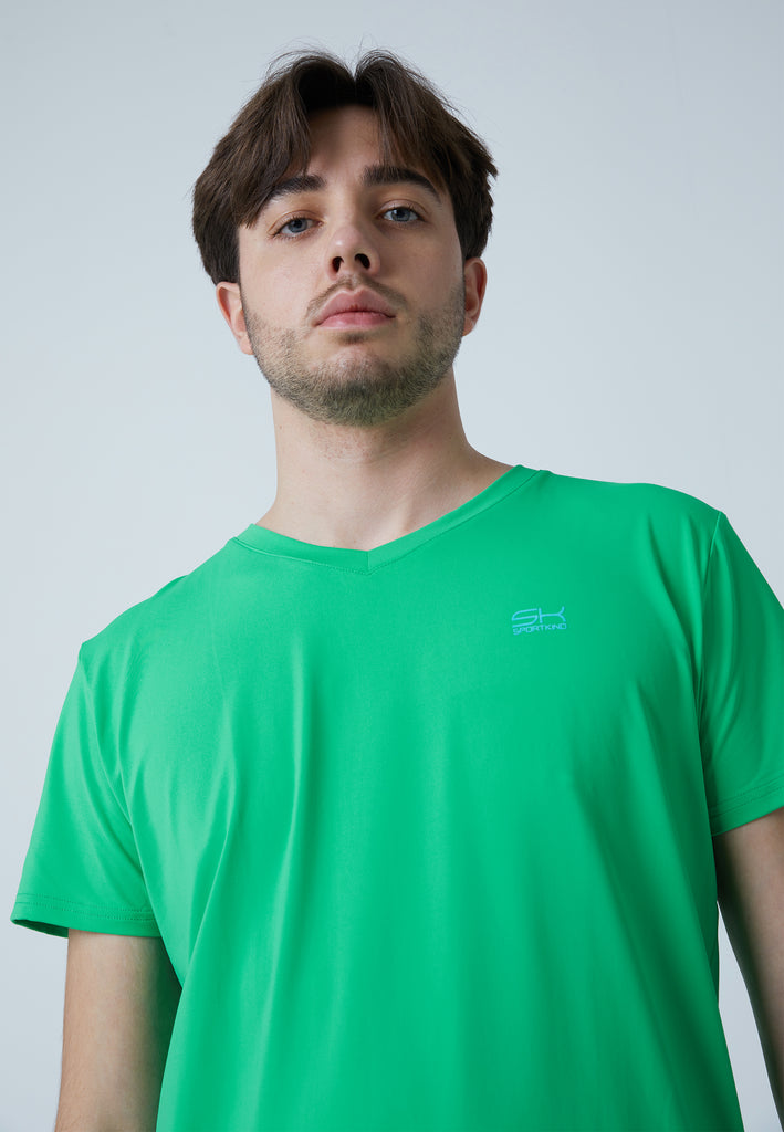 Jungen & Herren und Gender Tennis T-Shirt V-Ausschnitt Herren & Jungen, grün von SPORTKIND
