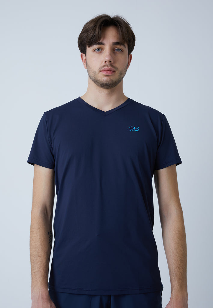 Jungen & Herren und Gender Tennis T-Shirt V-Ausschnitt Herren & Jungen, navy blau von SPORTKIND