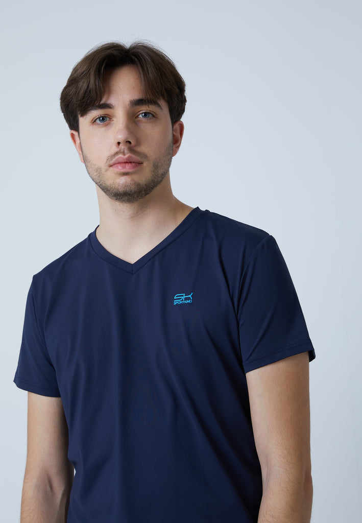 Jungen & Herren und Gender Tennis T-Shirt V-Ausschnitt Herren & Jungen, navy blau von SPORTKIND