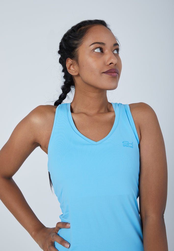 Mädchen & Damen und Gender Tennis Tanktop V-Neck, hellblau von SPORTKIND