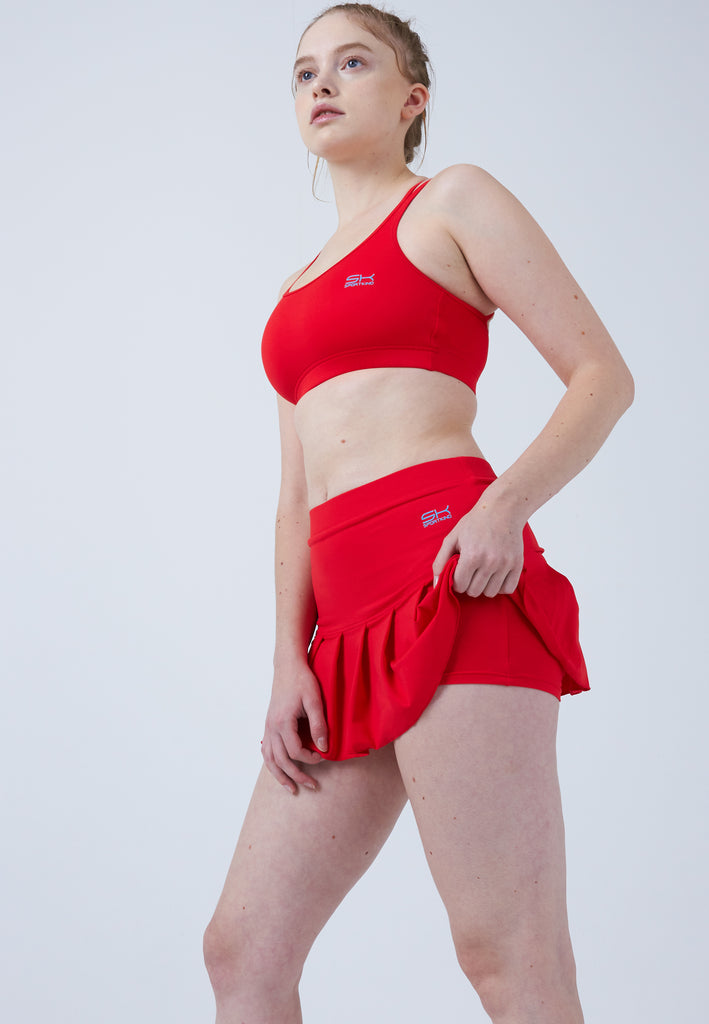 Mädchen & Damen und Gender Tennisrock mit Falten / Skort, rot von SPORTKIND