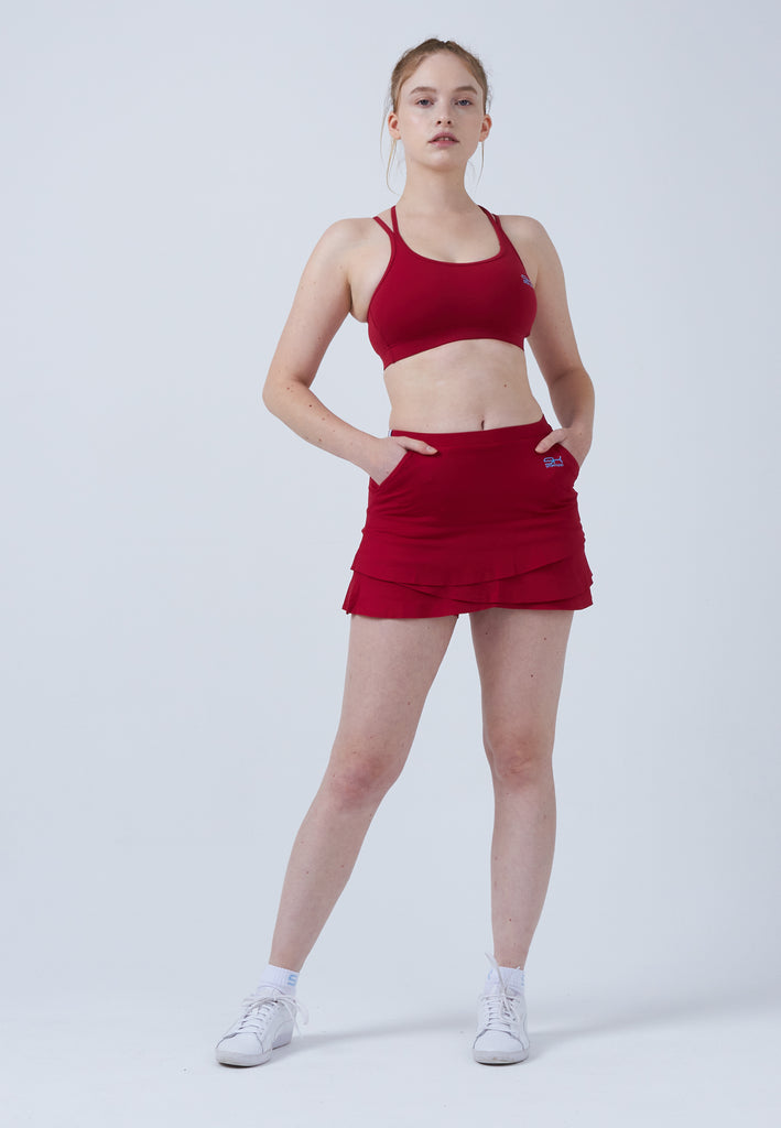 Mädchen & Damen und Gender Tulip Tennisrock / Skort mit Taschen, bordeaux rot von SPORTKIND