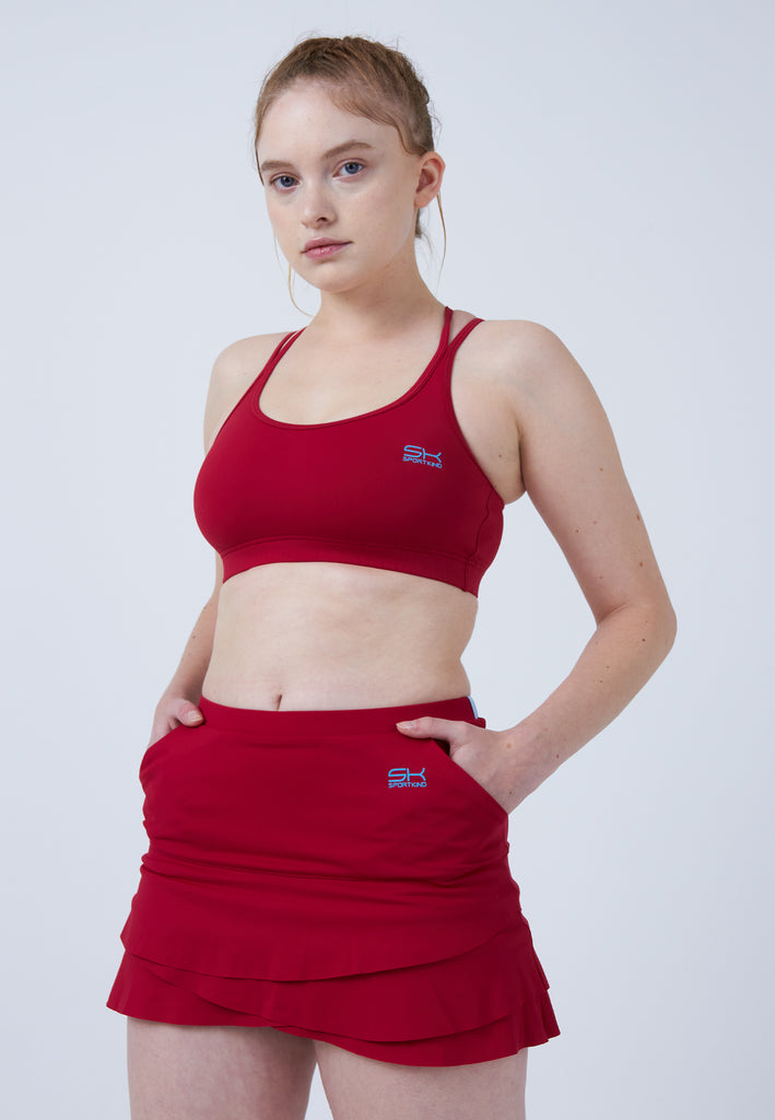 Mädchen & Damen und Gender Tulip Tennisrock / Skort mit Taschen, bordeaux rot von SPORTKIND